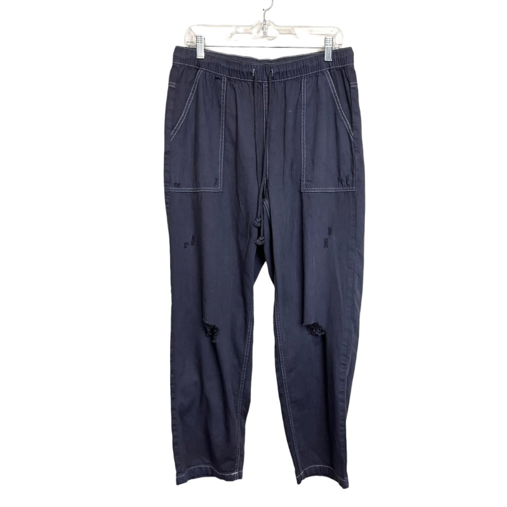 Aerie Women’s Size Large Gray Distressed Cropped Pants Lagenlook